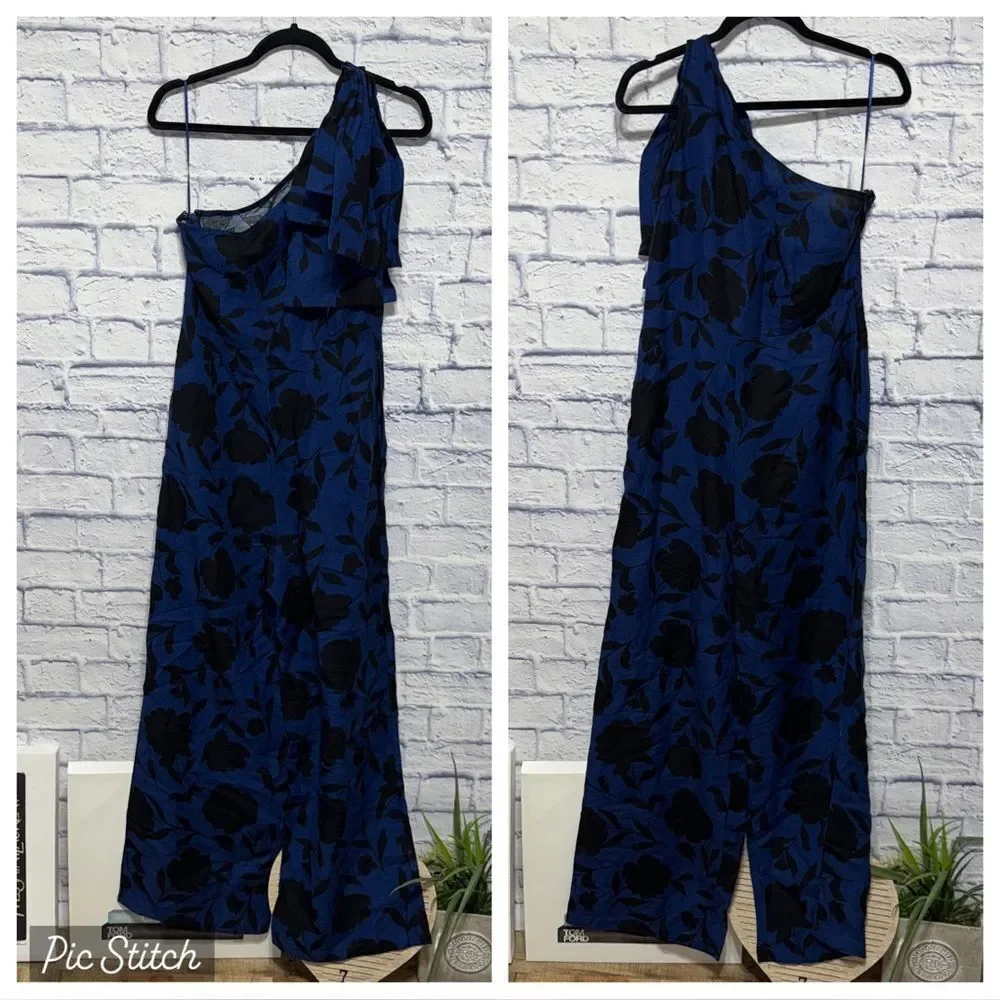 Kate Spade X Target Women’s Size 8 Floral One Shoulder Linen Blend Jumpsuit nwt